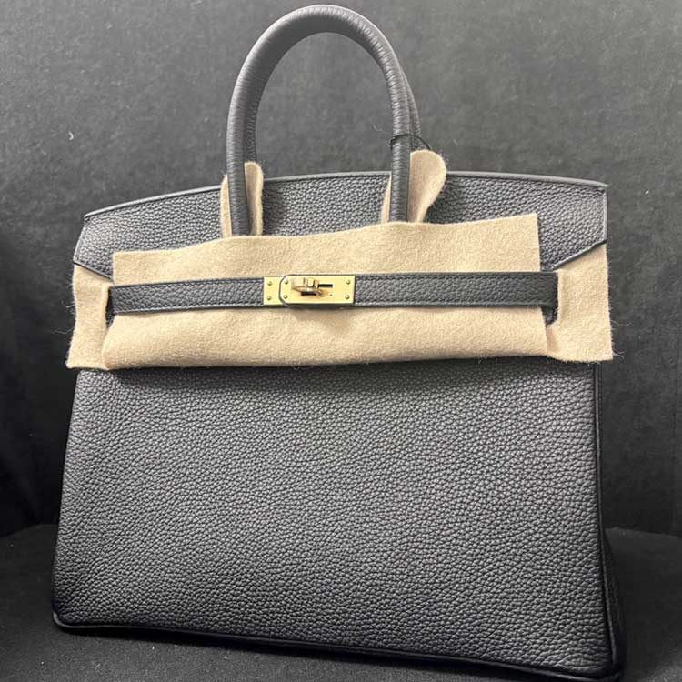 エルメス バーキン25 黒 トゴ シャンパンゴールド金具 K刻印