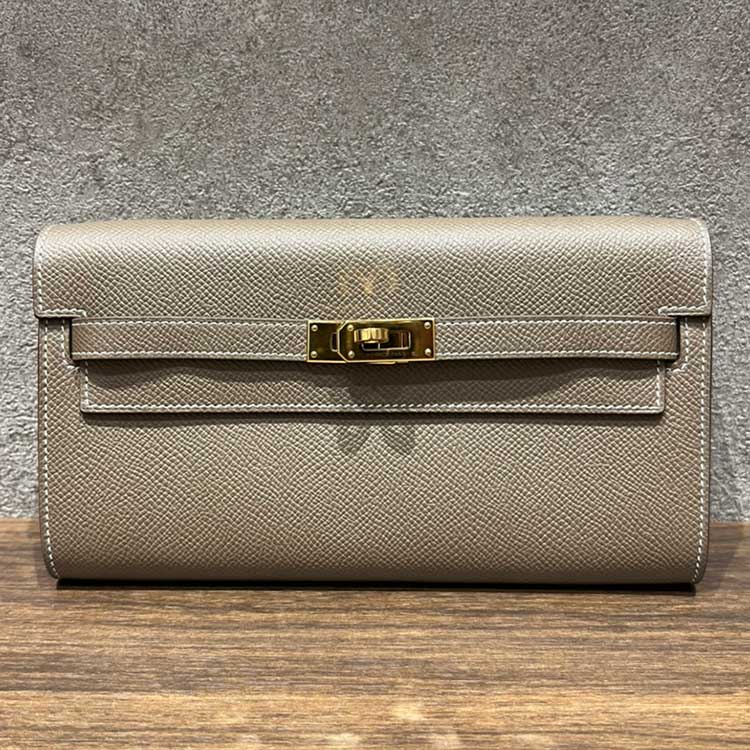 エルメス ケリーウォレットロング トゥーゴー エトゥープ エプソン ゴールド金具 Y刻印