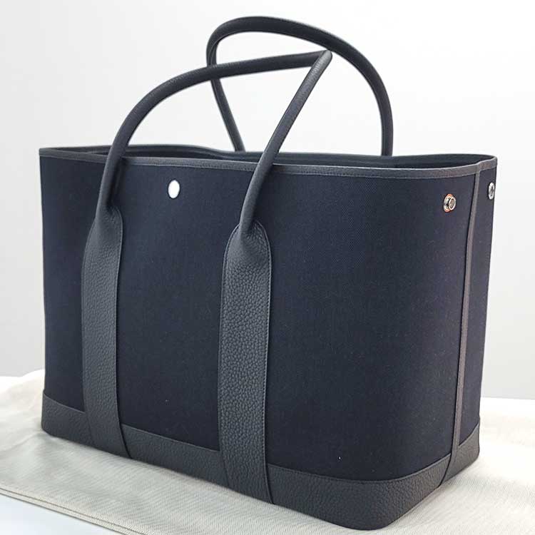 エルメス ネオ・ガーデン41 黒 トワルミリタリー /ネゴンダ シルバー金具 K刻印