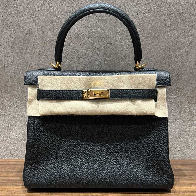 エルメス ケリー25 黒 トゴ ゴールド金具 W刻印