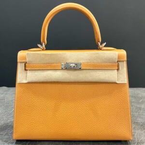 エルメス ケリー25 セリエ(外縫い) ナチュラルサブレ ナチュラルグレネ シルバー金具 K刻印