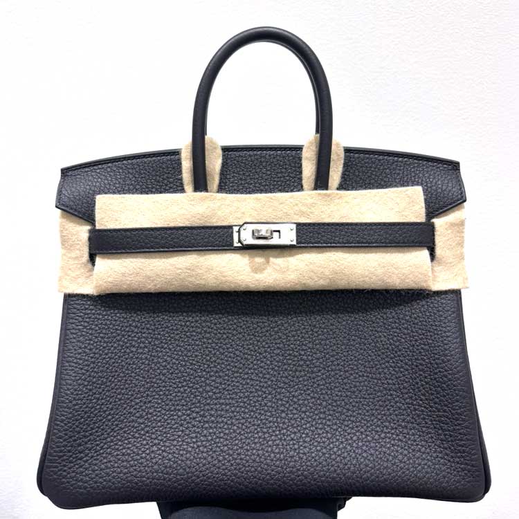 エルメス バーキン25 黒 トゴ シルバー金具 K刻印