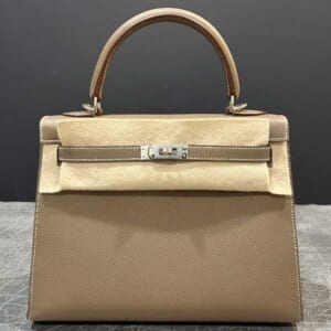 エルメス ケリー25 セリエ(外縫い) エトゥープ エプソン シルバー金具 G刻印
