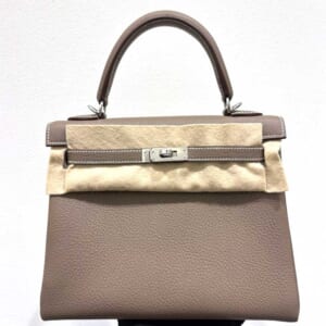 エルメス ケリー25 エトゥープ トゴ シルバー金具 K刻印