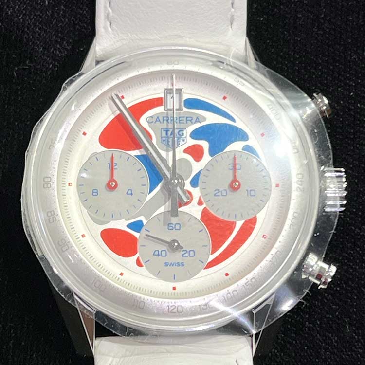 タグ・ホイヤー カレラ クロノグラフ EXPO2025 大阪 リミテッドエディション 39mm シルバー/ホワイト/ブルー/レッド SS/レザー CBS221C.FC6619