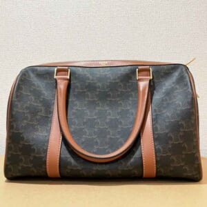 セリーヌ トリオンフキャンバス ボストンバッグ ミディアム タン レザー ゴールド金具 121322CAS.04LU