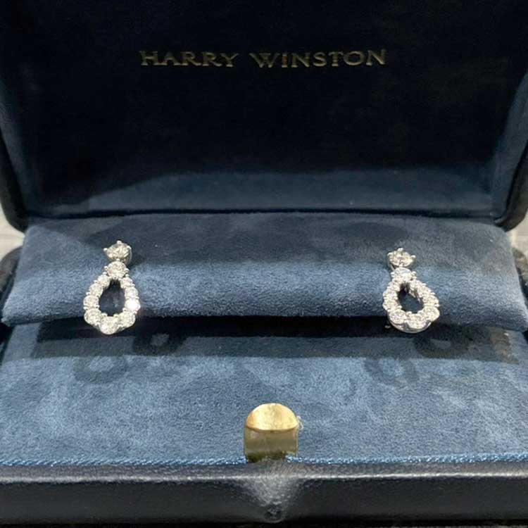 ハリー・ウィンストン ループ ピアス スモール Pt950 ダイヤ0.17ct/0.17ct 3.8 EADPRDSMLP