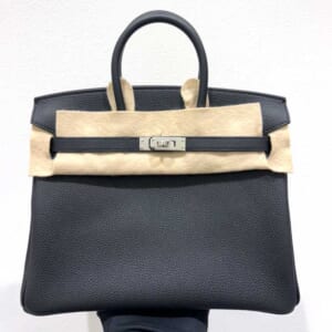 エルメス バーキン25 黒 トゴ シルバー金具 K刻印