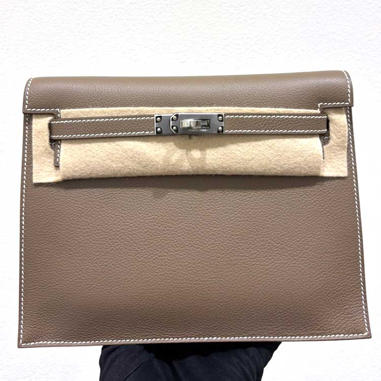 エルメス ケリーダンス ヴェルソ エトゥープ/ヴェールマングローブ エバーカラー シルバー金具 K刻印