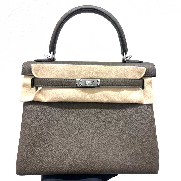 エルメス ケリー25 ヴェールロデン トゴ シルバー金具 K刻印