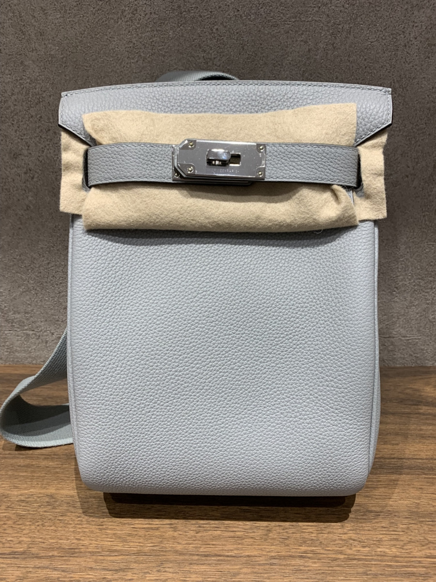 エルメス アッカドPM ブルーグラシエ トゴ シルバー金具 W刻印