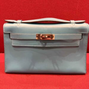 エルメス ポシェットケリー ブルーパオン スイフト ゴールド金具 □K刻印