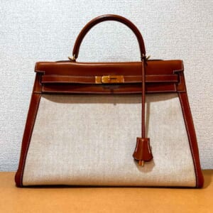 エルメス ケリー35 ナチュラル/ゴールド トワルアッシュ/バレニア ゴールド金具