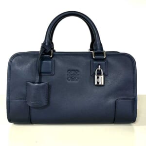 ロエベ アマソナ28 ネイビーブルー レザー シルバー金具 352.79.A03