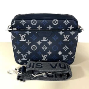 ルイ・ヴィトン モノグラム・シャドウ トリオ・メッセンジャー ネイビーブルー シルバー金具 M28618