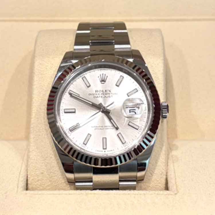 ロレックス デイトジャスト 41mm シルバー SS/K18ホワイトゴールド 126334