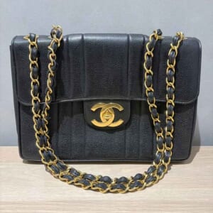 シャネル マドモアゼル チェーンショルダーバッグ 黒 キャビアスキン ゴールド金具 2番