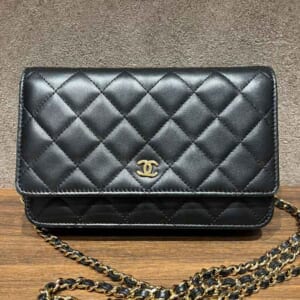 シャネル マトラッセ チェーンウォレット ブラック ラムスキン ゴールド金具 AP0250