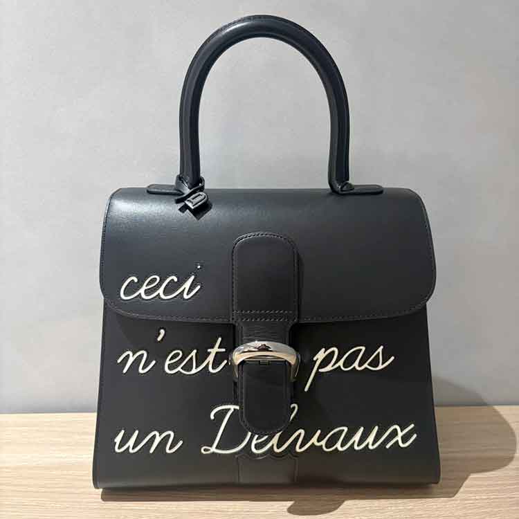 デルヴォー ブリヨン ルーモアMM 黒 ボックスカーフ シルバー金具 AA0376AAM099ZPV