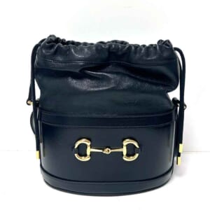 グッチ ホースビット1955 バゲットバッグ ブラック レザー ゴールド金具 602118