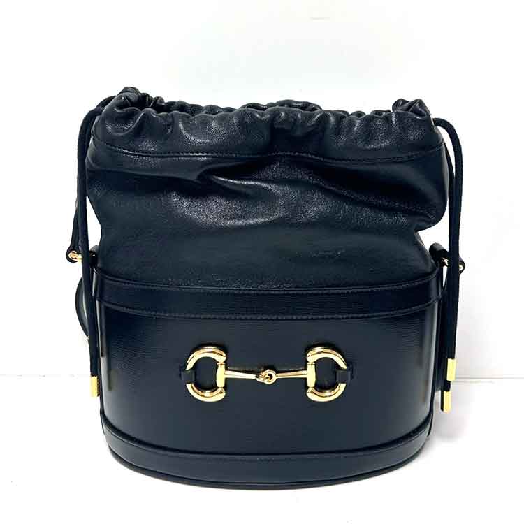 グッチ ホースビット1955 バゲットバッグ ブラック レザー ゴールド金具 602118