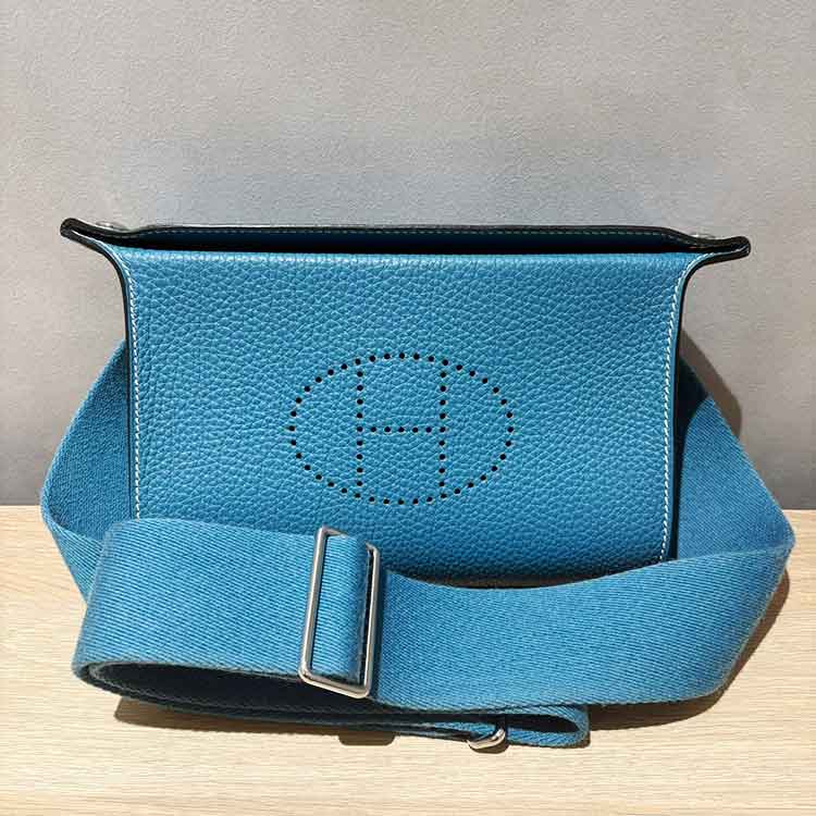 エルメス ヴィドポッシュ ショルダーバッグ ニューブルージーン トゴ シルバー金具 B刻印