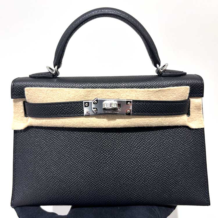 エルメス ミニケリー2 黒 エプソン シルバー金具 G刻印