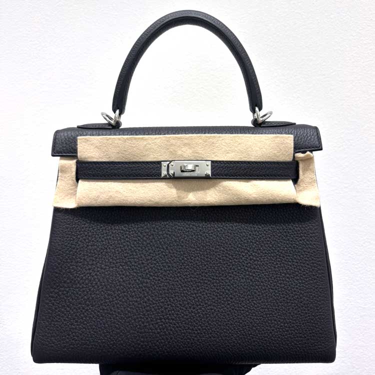 エルメス ケリー25 黒 トゴ シルバー金具 G刻印