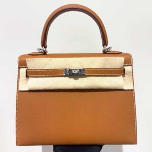 エルメス ケリー25 セリエ(外縫い) ゴールド エプソン シルバー金具 G刻印