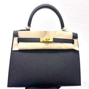 エルメス ケリー25 セリエ(外縫い) 黒 エプソン ゴールド金具 G刻印
