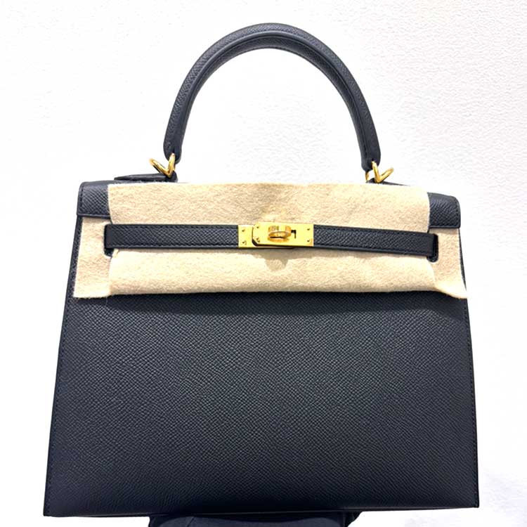 エルメス ケリー25 セリエ(外縫い) 黒 エプソン ゴールド金具 G刻印
