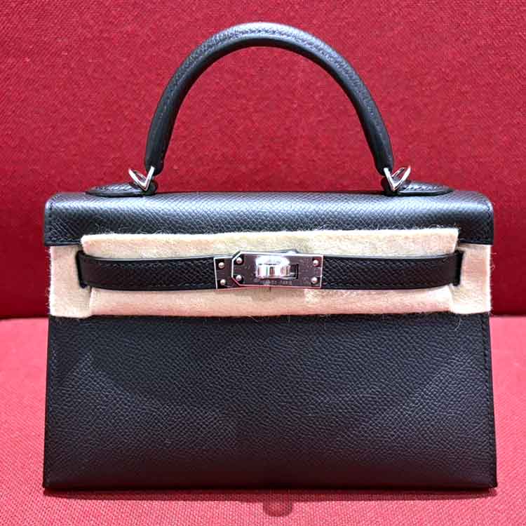 エルメス ミニケリー2 黒 エプソン シルバー金具 G刻印