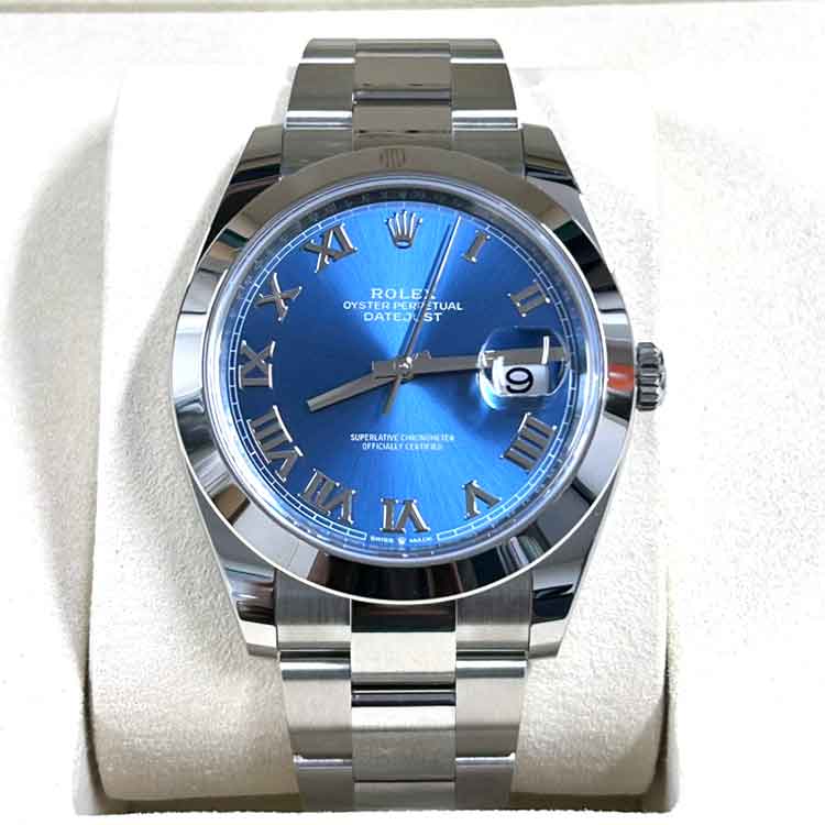 ロレックス デイトジャスト 41mm アズーロブルーローマン SS 126300