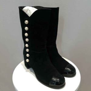シャネル ミディアム ブーツ 36 ブラック スエード G31995