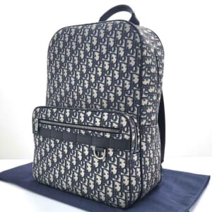 クリスチャン・ディオール オブリーク バックパック ネイビー キャンパス/レザー シルバー金具 1ESBA175YKY