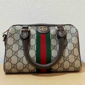 グッチ オフィディア ボストンバッグ ベージュ/ブラウン レザー ゴールド金具 841294
