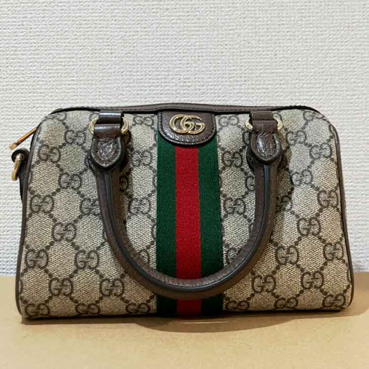 グッチ オフィディア ボストンバッグ ベージュ/ブラウン レザー ゴールド金具 841294