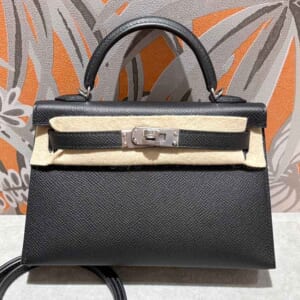 エルメス ミニケリー2 ブラック エプソン シルバー金具 G刻印