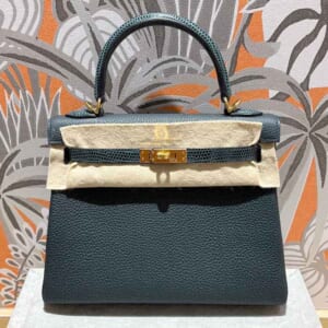 エルメス ケリー タッチ25 ヴェールシプレ/ヴェールルソー トゴ/リザード ゴールド金具 G刻印