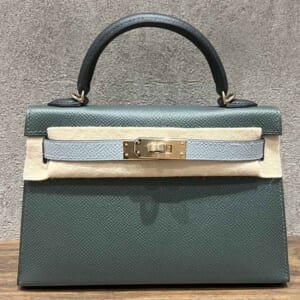 エルメス ミニケリー2 トリコロール ヴェールマングローブ/グリパンタン/黒 エプソン シャンパンゴールド金具 G刻印