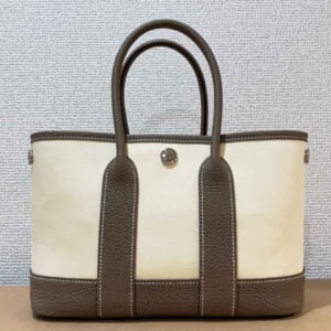 エルメス ネオ・ガーデン23 エトゥープ/バニラ トワルオフィシエ/ネゴンダ シルバー金具 G刻印