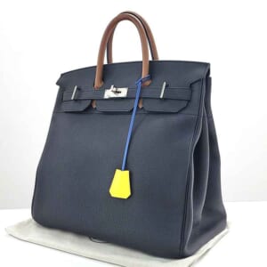 エルメス オータクロア40 黒/ゴールド/ブルーロワイアル トゴ シルバー金具 U刻印