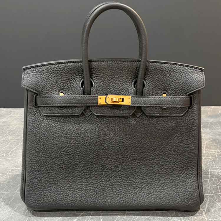 エルメス バーキン25 黒 トゴ ピンクゴールド金具 Z刻印