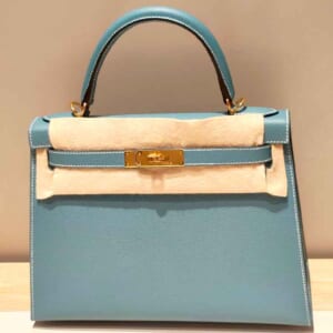 エルメス ケリー28 セリエ(外縫い) ニューブルージーン エプソン ゴールド金具 B刻印