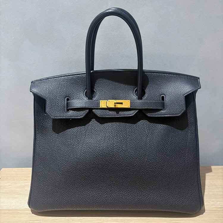 エルメス バーキン35 ブルーインディゴ トゴ ゴールド金具 □I刻印