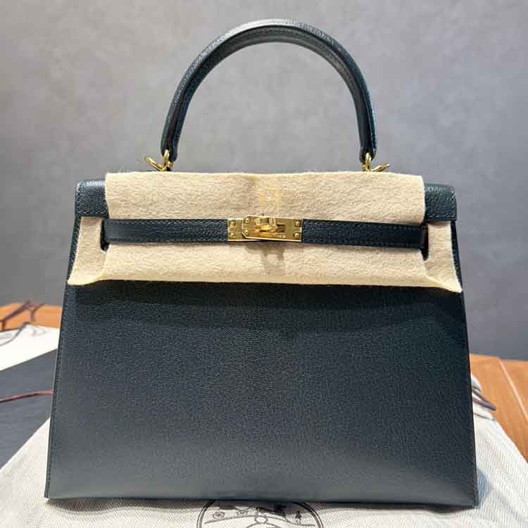 エルメス ケリー25 セリエ(外縫い) ヴェールルソー シェーブルシャムキラ ゴールド金具 G刻印