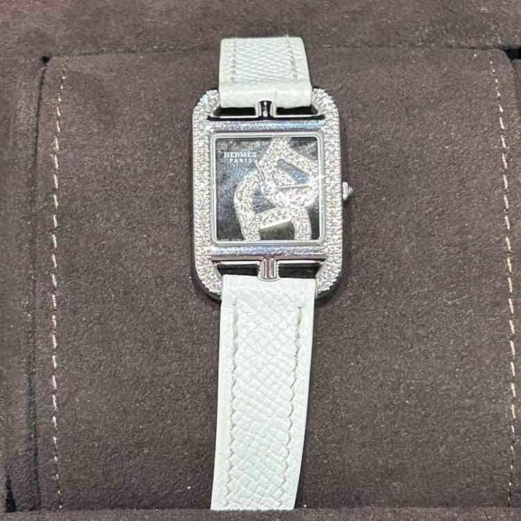 エルメス ケープコッド シェーヌ・ダンクル ベゼルダイヤ 33mm ブラック文字盤 SS/エプソン シルバー金具 CC1.330