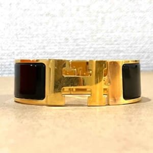 エルメス クリッククラックH 黒 メタル/エナメル ゴールド金具