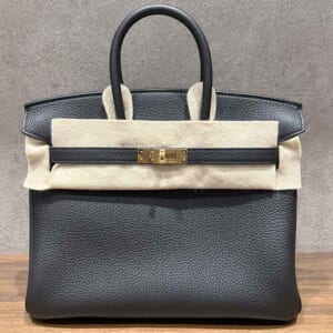 エルメス バーキン25 黒 トゴ ゴールド金具 G刻印