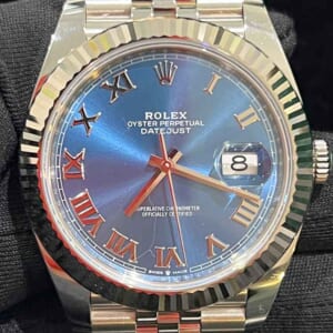 ロレックス デイトジャスト 41mm アズーロブルー文字盤 ローマン SS/K18ホワイトゴールド 126334